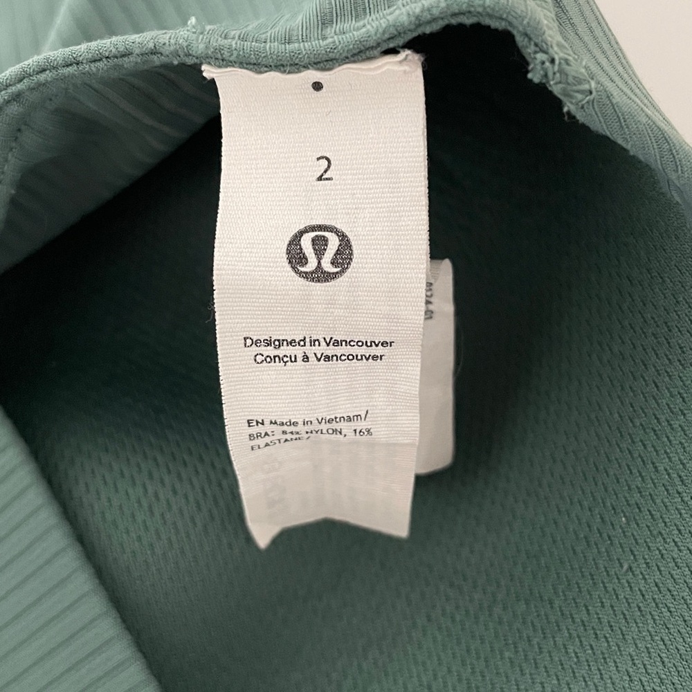 Lululemon Like A Cloud Sports Bra Ribbed Green Size 2 - Picture 3 of 16